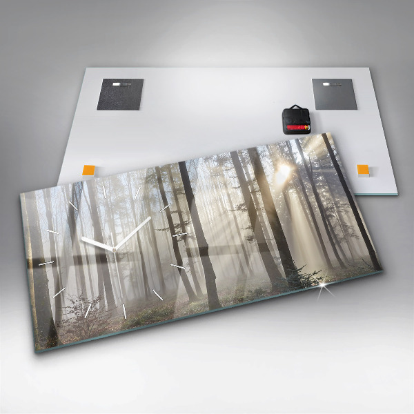 Zegar szklany poziomy Las we mgle