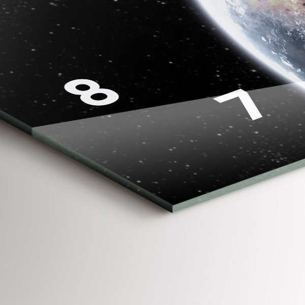 Zegar ścienny poziomy Ziemia Księżyc Słońce