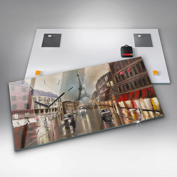 Zegar szklany poziomy Miasto Paryż