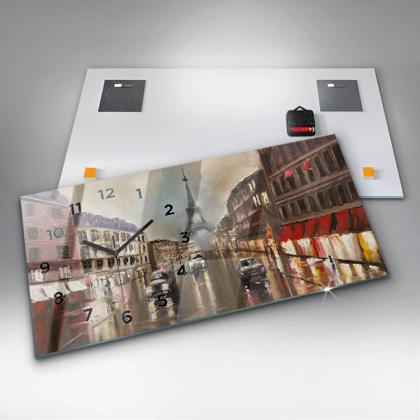 Zegar szklany poziomy Miasto Paryż