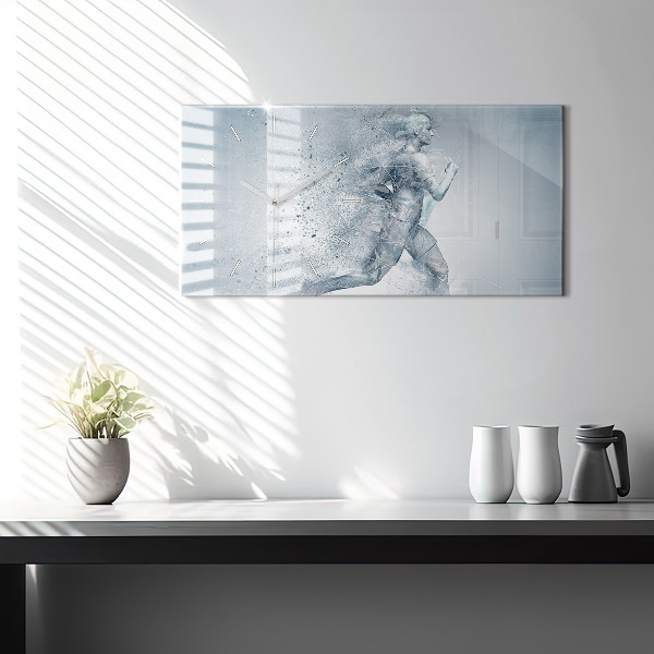 Zegar szklany poziomy Biegnący człowiek