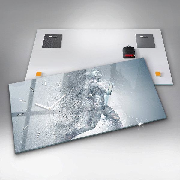 Zegar szklany poziomy Biegnący człowiek