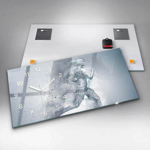 Zegar szklany poziomy Biegnący człowiek