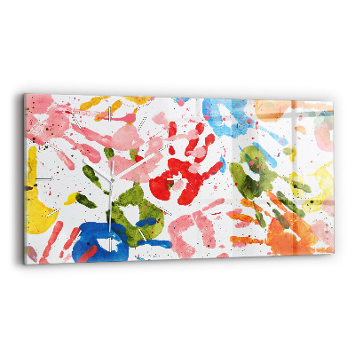 Zegar szklany poziomy Odbicia dłoni dzieci