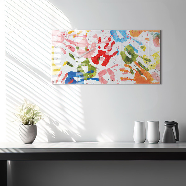 Zegar szklany poziomy Odbicia dłoni dzieci