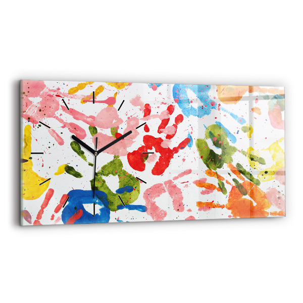 Zegar szklany poziomy Odbicia dłoni dzieci