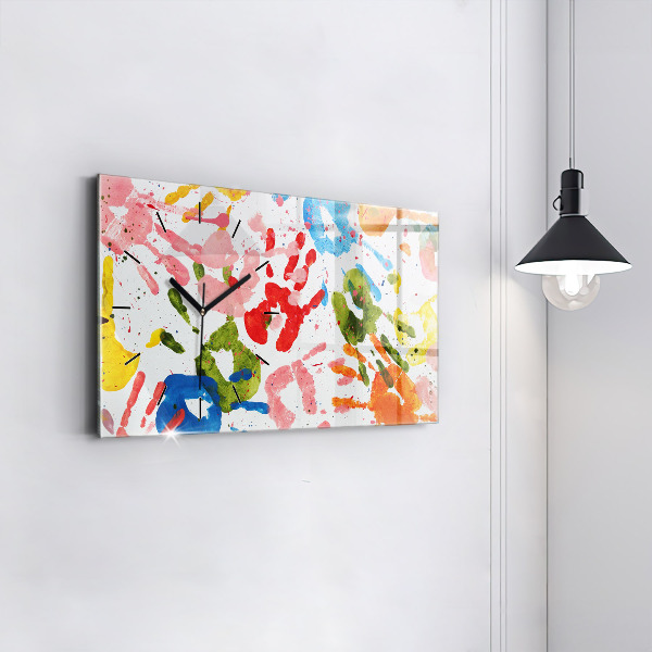 Zegar szklany poziomy Odbicia dłoni dzieci