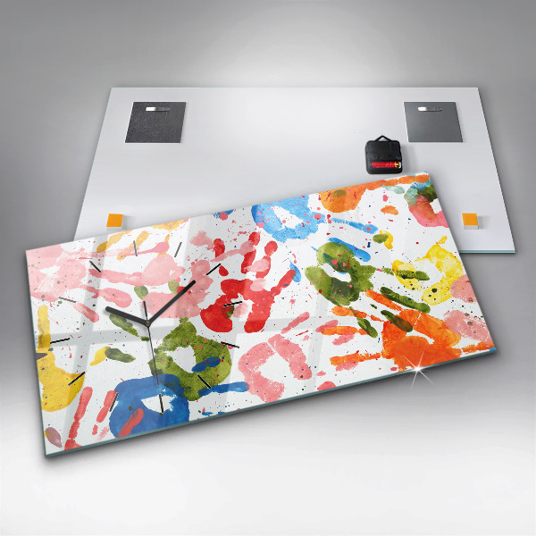 Zegar szklany poziomy Odbicia dłoni dzieci