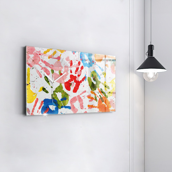 Zegar szklany poziomy Odbicia dłoni dzieci