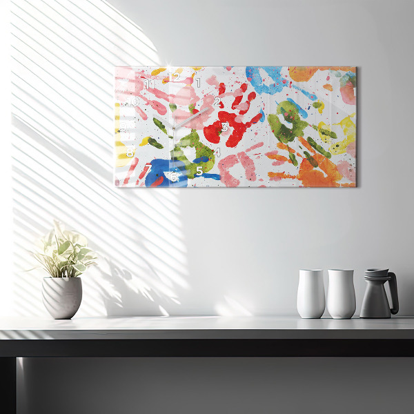 Zegar szklany poziomy Odbicia dłoni dzieci