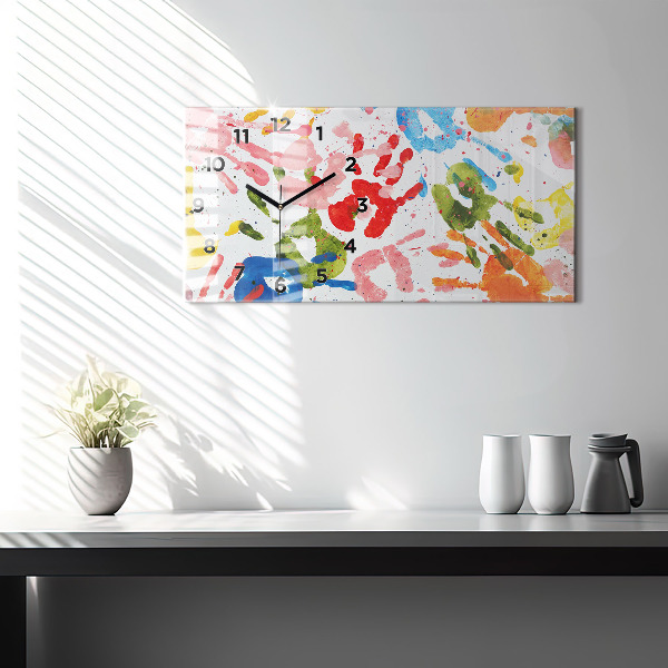 Zegar szklany poziomy Odbicia dłoni dzieci