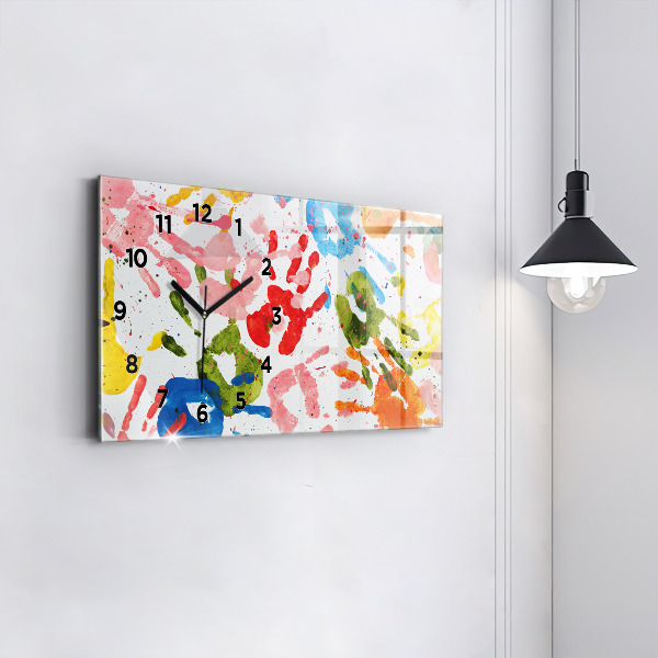 Zegar szklany poziomy Odbicia dłoni dzieci