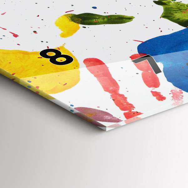 Zegar szklany poziomy Odbicia dłoni dzieci