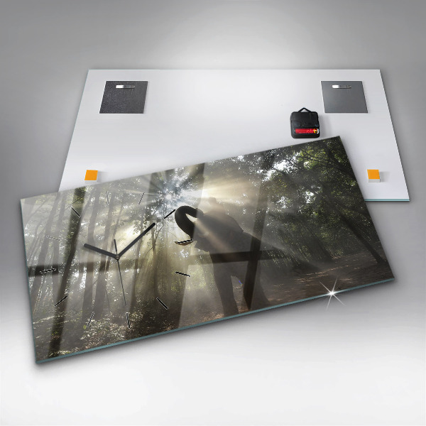 Zegar szklany poziomy Słoń W Dżungli