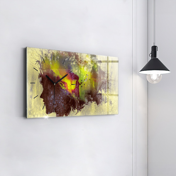 Zegar szklany poziomy Kobieta w lesie