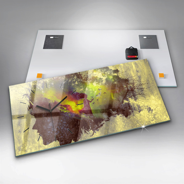 Zegar szklany poziomy Kobieta w lesie