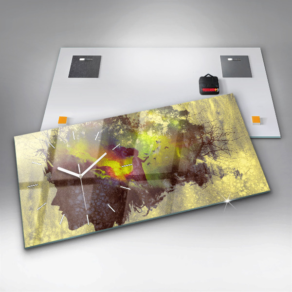 Zegar szklany poziomy Kobieta w lesie