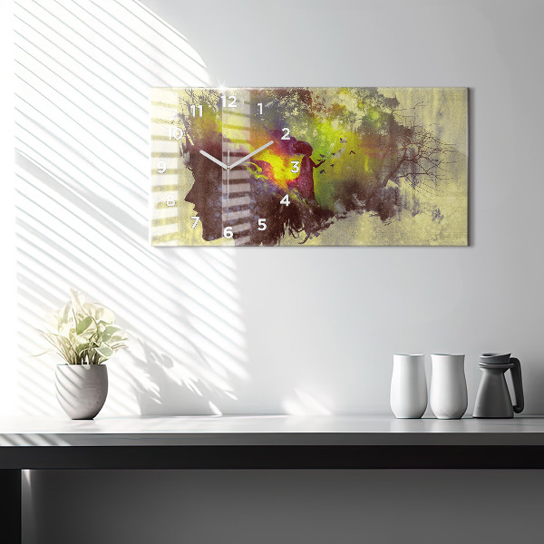 Zegar szklany poziomy Kobieta w lesie