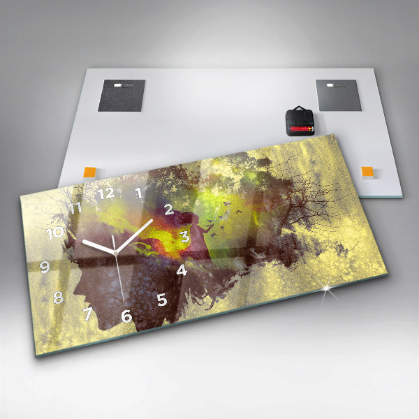 Zegar szklany poziomy Kobieta w lesie