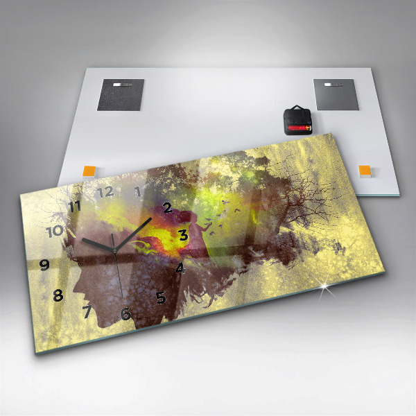 Zegar szklany poziomy Kobieta w lesie