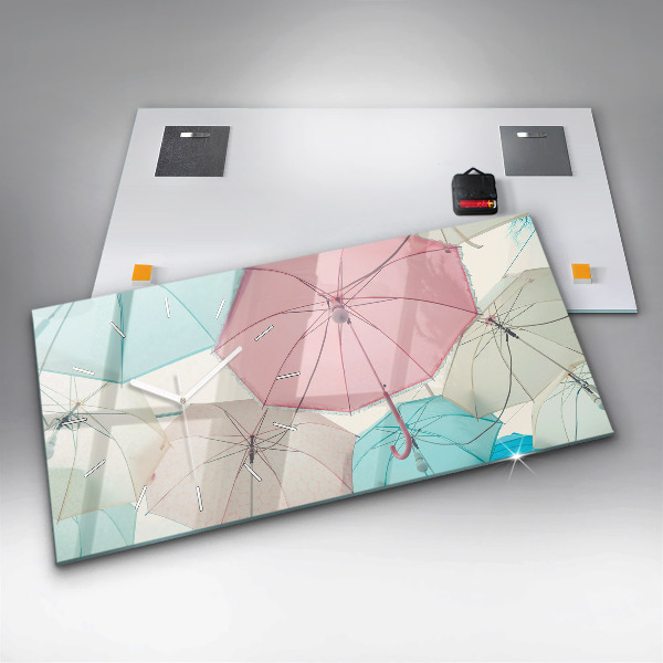 Zegar szklany poziomy Pastelowe parasole