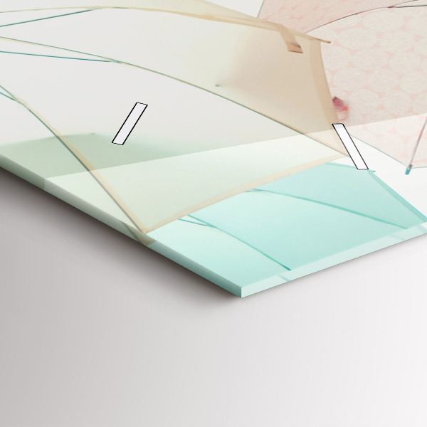 Zegar szklany poziomy Pastelowe parasole