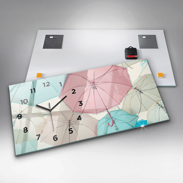 Zegar szklany poziomy Pastelowe parasole
