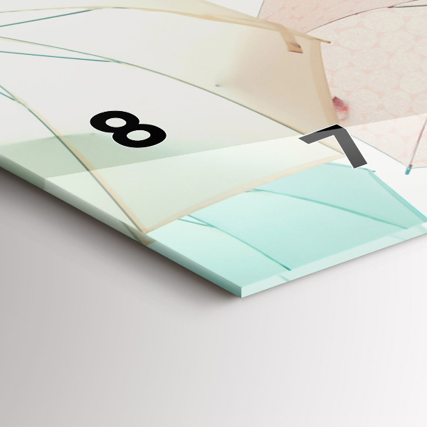 Zegar szklany poziomy Pastelowe parasole