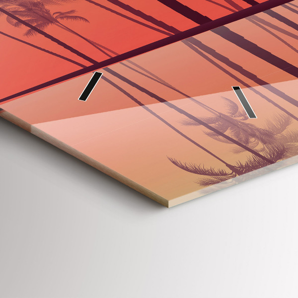 Zegar szklany poziomy Tropikalne palmy