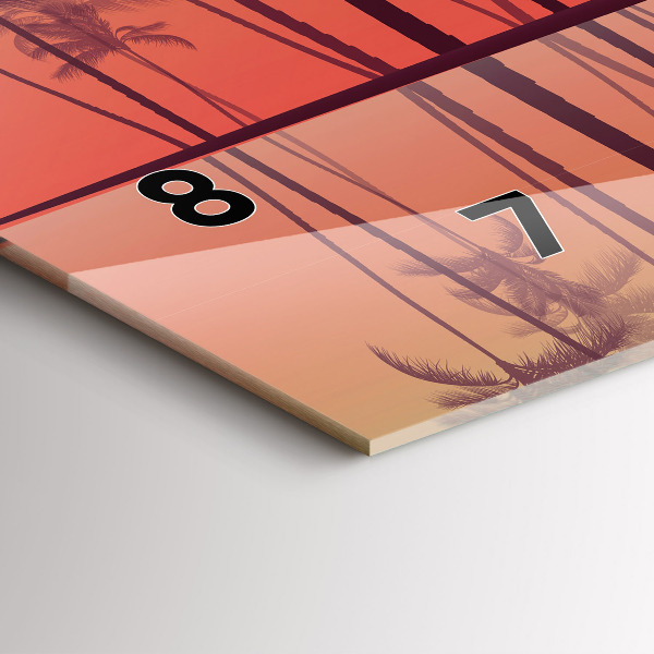 Zegar szklany poziomy Tropikalne palmy