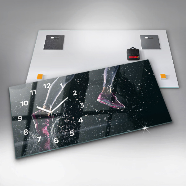 Zegar szklany poziomy Zdrowy styl życia i bieg