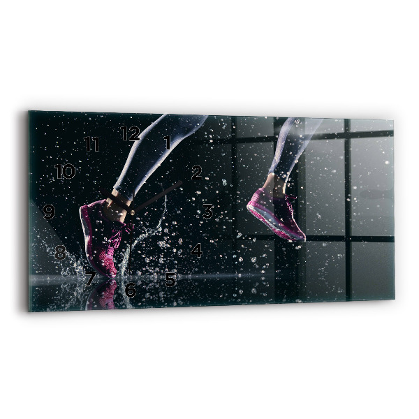 Zegar szklany poziomy Zdrowy styl życia i bieg