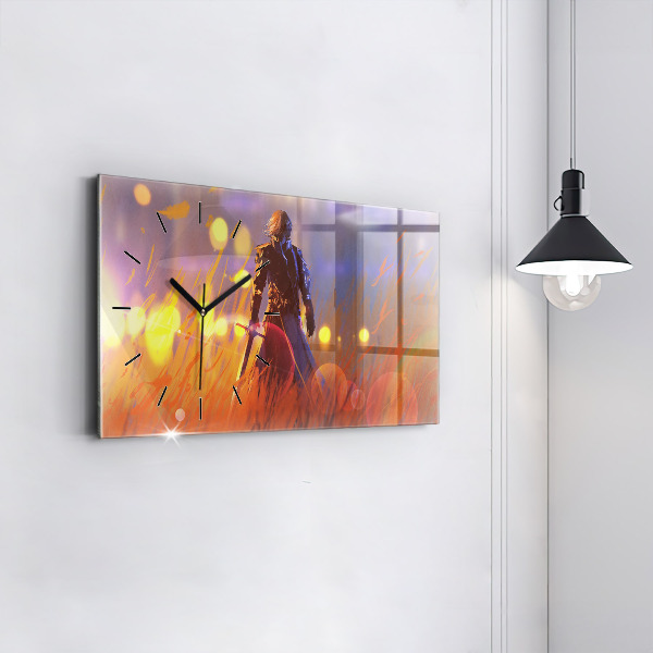 Zegar szklany poziomy Rycerz z mieczem