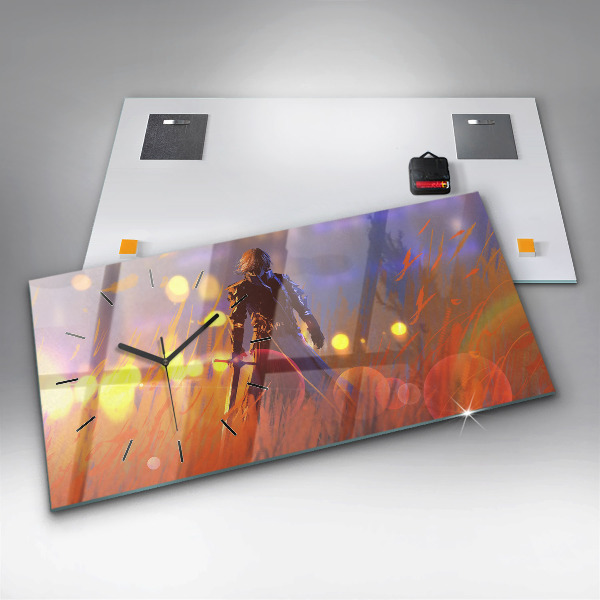 Zegar szklany poziomy Rycerz z mieczem