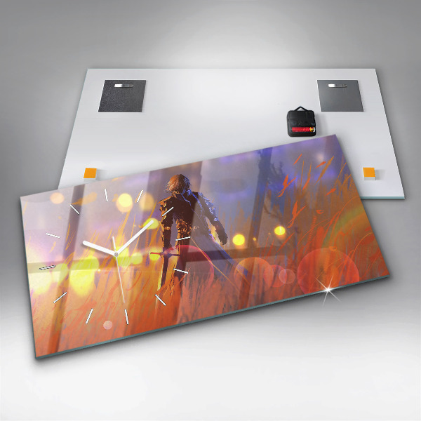 Zegar szklany poziomy Rycerz z mieczem