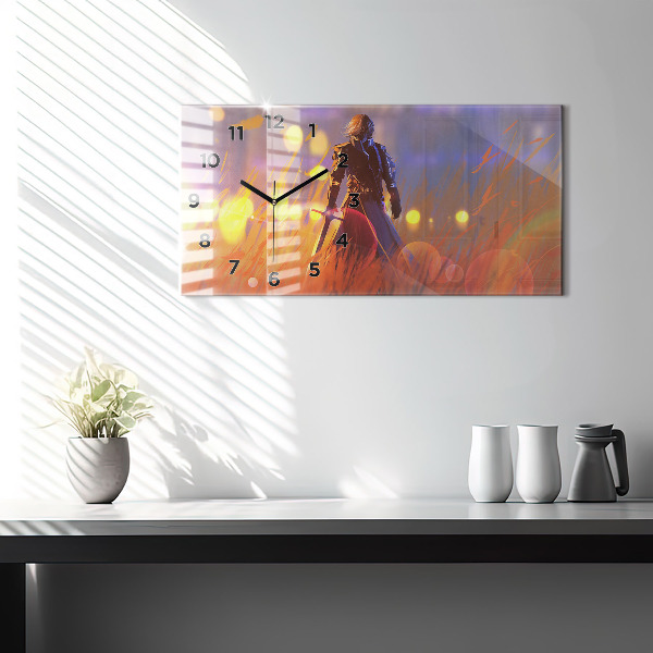 Zegar szklany poziomy Rycerz z mieczem