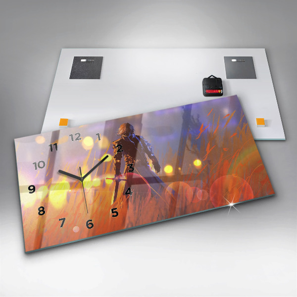 Zegar szklany poziomy Rycerz z mieczem