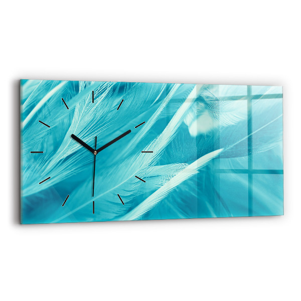 Zegar szklany poziomy Zielono turkusowe vintage