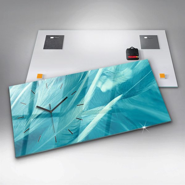 Zegar szklany poziomy Zielono turkusowe vintage