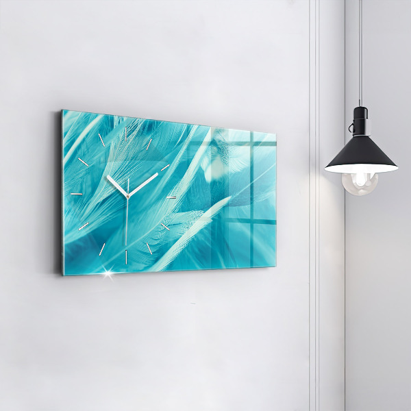 Zegar szklany poziomy Zielono turkusowe vintage