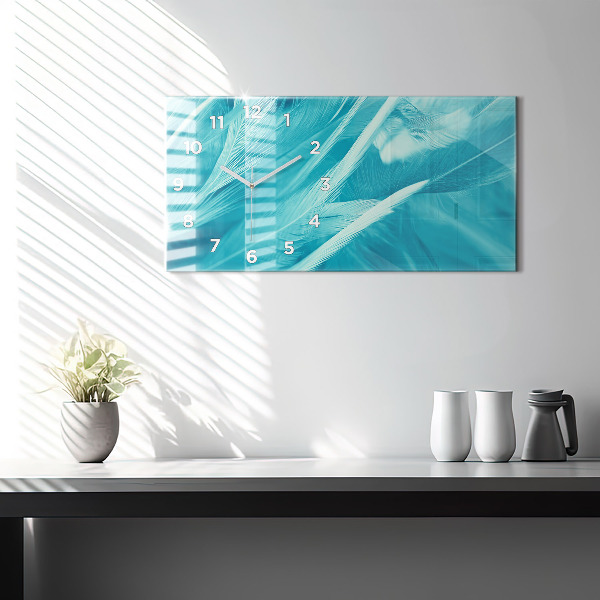 Zegar szklany poziomy Zielono turkusowe vintage