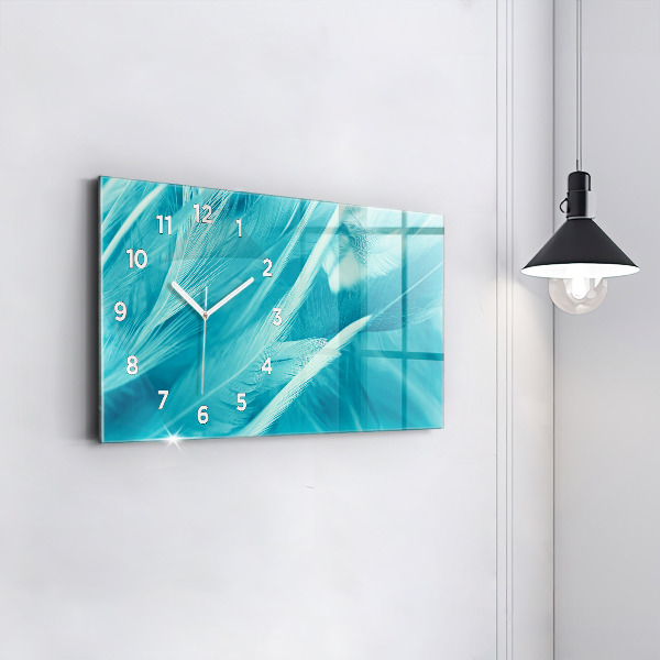 Zegar szklany poziomy Zielono turkusowe vintage