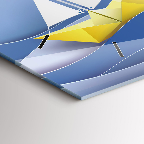 Zegar szklany poziomy Origami kolorowe żaglówki