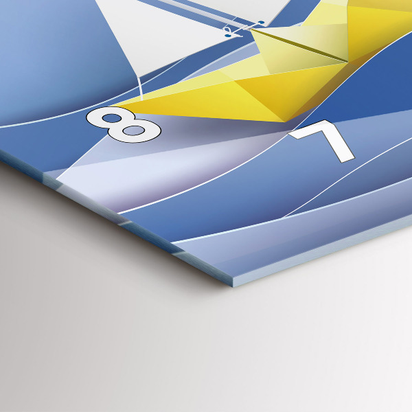 Zegar szklany poziomy Origami kolorowe żaglówki