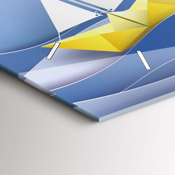Zegar szklany poziomy Origami kolorowe żaglówki