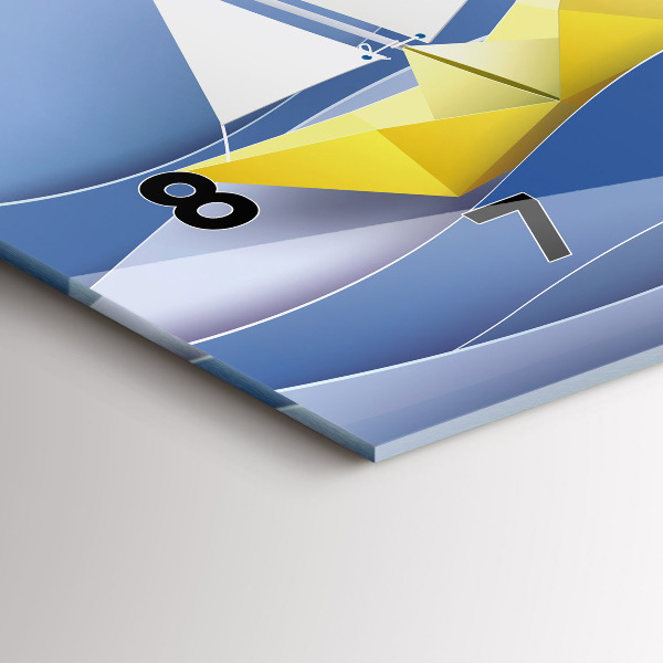 Zegar szklany poziomy Origami kolorowe żaglówki