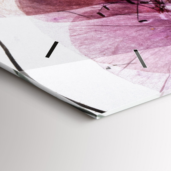 Zegar szklany poziomy Suche maki Kwiaty