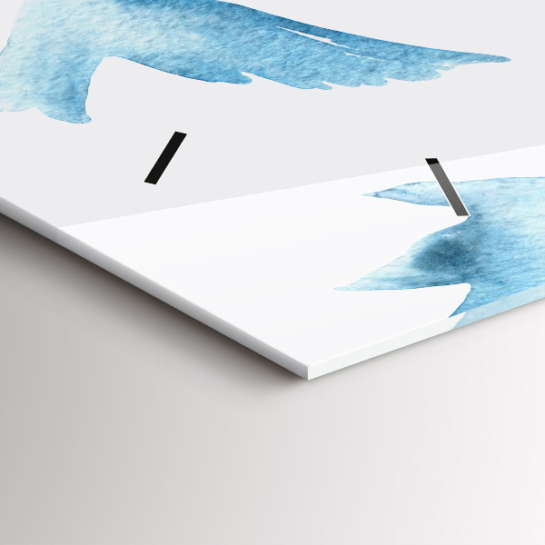 Zegar szklany poziomy Latające błękitne ptaki