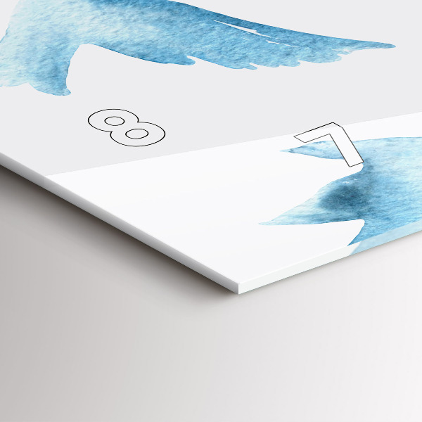 Zegar szklany poziomy Latające błękitne ptaki