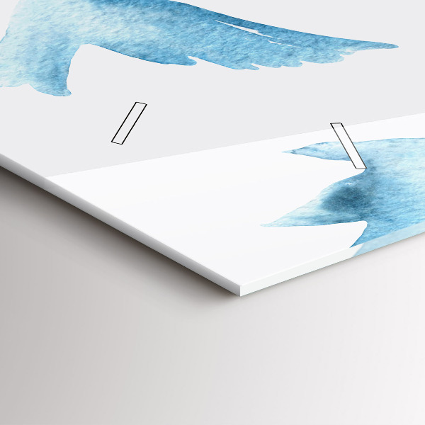 Zegar szklany poziomy Latające błękitne ptaki